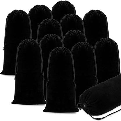 12 Pcs Shoe Bags for Travel Shoe Dust Bags Black Duster Flannel Pouch Washable Covers with Drawstring Breathable for Home Luggage, 8 x 18 Inch