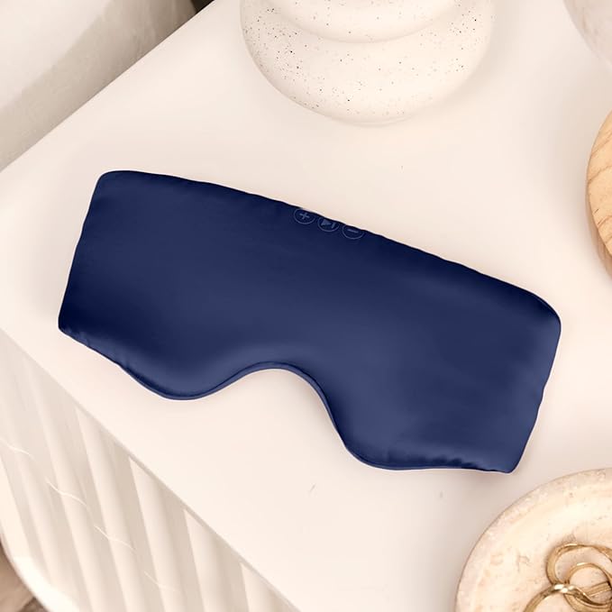 SilkSound 100% Mulberry Silk Bluetooth Sleep Mask, Skin-Friendly Sleeping Eyemask with Bluetooth Headphones, Sleep Gifts for Women, Silk Eye Mask Headband Headphones for Sleeping Side Speakers