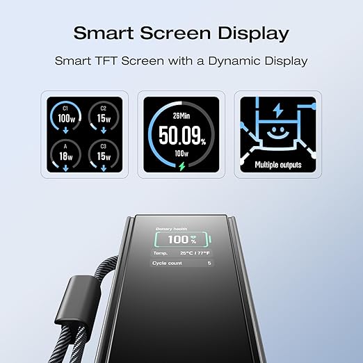 EF ECOFLOW Rapid Power Bank, 25,000mAh, 100W Built-in and Retractable Cables, 170W Portable Charger with Triple 100W USB-C Port, Compatible with iPhone 17/16/15/14, Samsung, Laptop and More, Black