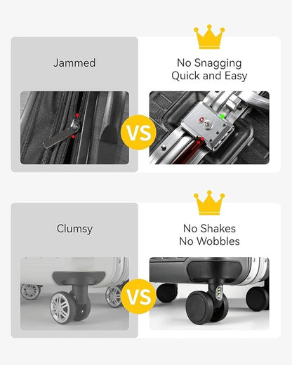 LUGGEX Checked Suitcase with Spinner Wheels, 8010S Aluminum Frame Zipperless Polycarbonate Hard Shell Suitcase (ZX-Core, Silver, 28 Inch)
