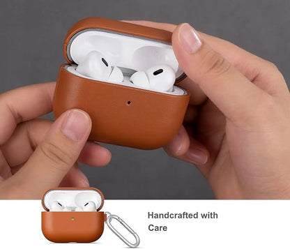Lopie Leather Case for AirPods Pro 2, Handmade for AirPods Pro 2nd Generation Case Cover with Keychain & Cleaner Kit, Protective Hard Shell Cover, Fully-Wrapped with Top Grain Leather - Brown