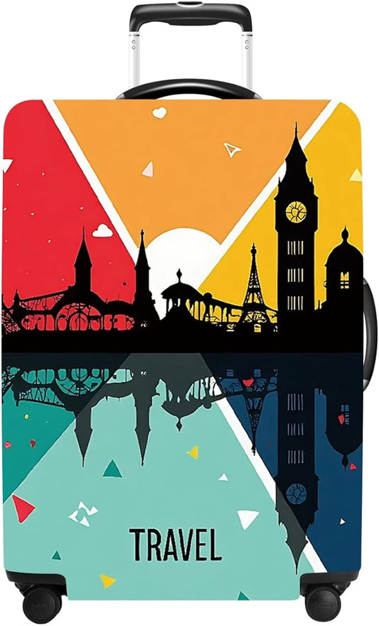 Luggage Cover Washable Suitcase Protector Anti-Scratch,Stretchable Fit for 20-34Inch Luggage Durable Travel Bag Cover with Zipper Closure (Travel-2, S(fits 20-22inch suitcase))