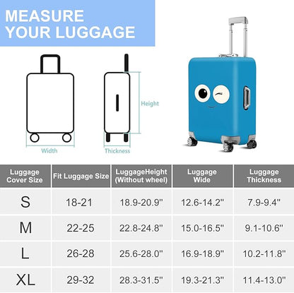 ANNA QUEEN Funny Blue emoticon Travel Luggage Cover Suitcase Protector Suitcase Cover Anti-Scratch,Stretchable Fit for 18-32Inch Luggage,Travel Bag Cover Washable L(fits 26-28Inch suitcase)