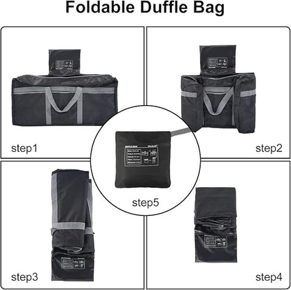 Foldable Duffle Bag, 96L Extra Large Travel Duffel bag Lightweight Weekender Bag for Men Women Water-proof & Tear Resistant,Black