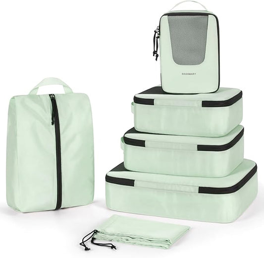 BAGSMART Compression Packing Cubes for Travel, 6 Set/5 Set/4 Set, Compression Suitcase Organizer Bags Set for Suitcases Travel Essentials, Lightweight Packing Organizers