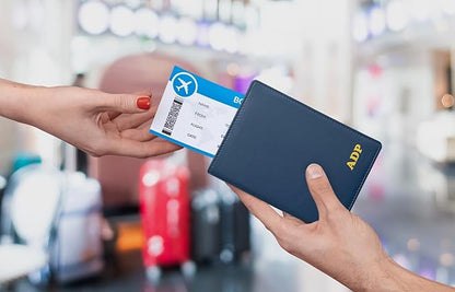 Personalized Monogrammed Navy Leather RFID Passport Wallet