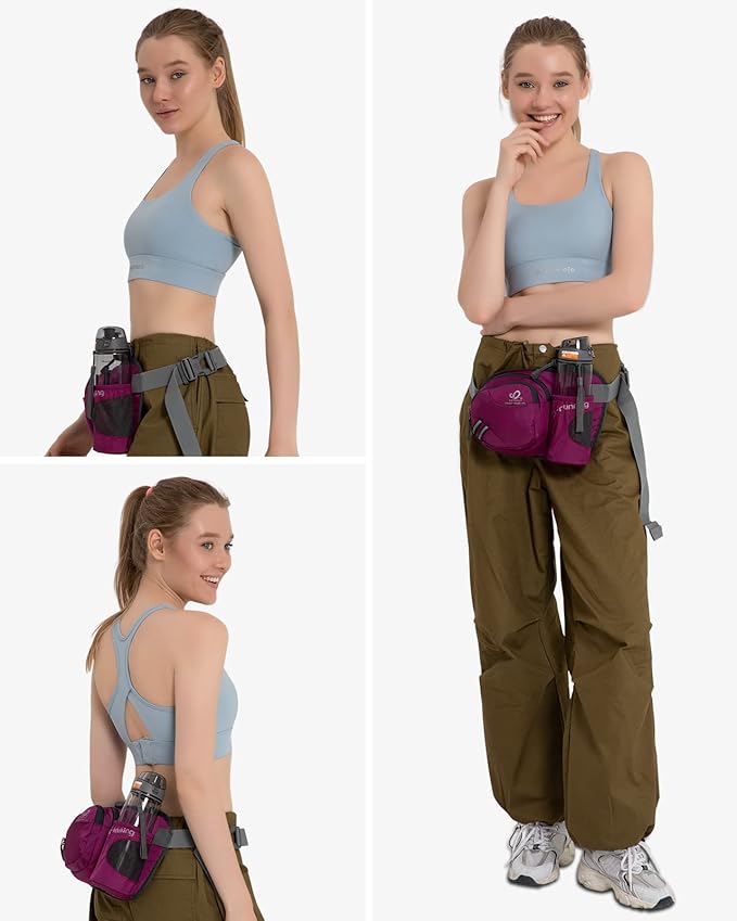 WATERFLY Fanny Pack Waist Bag: Waist Pack for Women Men with Water Bottle Holder Hiking Fanny Pack for Running Walking DogWalking Travel Cycling