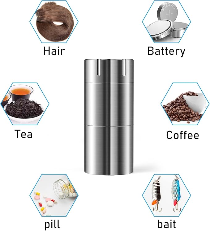 TISUR Pill Case, Titanium Keychain Pill Holder, 2 Compartments Small Metal Pill Box Tiny Waterproof Pill Bottle Pocket Portable Pill Organizer Container for Travel Purse Outdoor(Extended Upgrade)