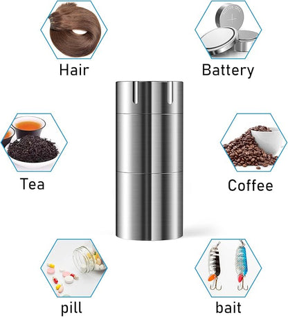 TISUR Pill Case, Titanium Keychain Pill Holder, 2 Compartments Small Metal Pill Box Tiny Waterproof Pill Bottle Pocket Portable Pill Organizer Container for Travel Purse Outdoor(Extended Upgrade)