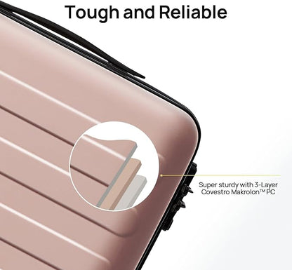 NINETYGO Carry On Luggage 22x14x9 Airline Approved, 20 Inch Luggage with Smooth Spinner Wheels, Lightweight, Hard Shell PC Suitcase Carry-On, Travel Luggage, TSA Approved (Pink, Rhine Basic)
