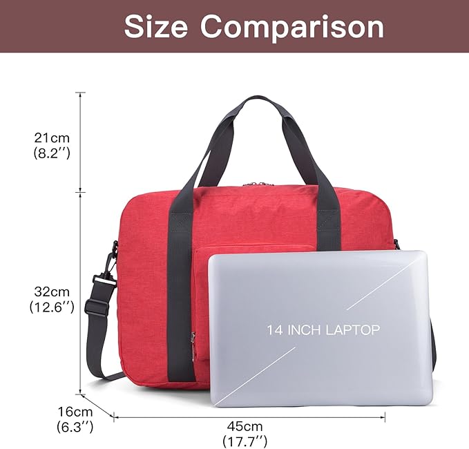 For Spirit Airlines Personal Item Bag 17.7x12.6x6.3 Foldable Travel Duffel Bag Underseat Carry-on Luggage for Women and men 25L(Orangered)