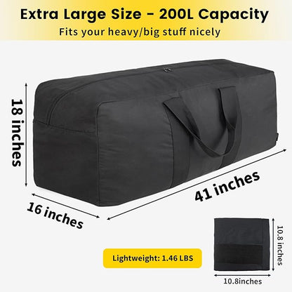 Vorspack Extra Large Duffle Bag for Travel - 200L Duffel Bag for Men Gear Bag for Storage Foldable Weekender Bag for Overnight Camping - Black