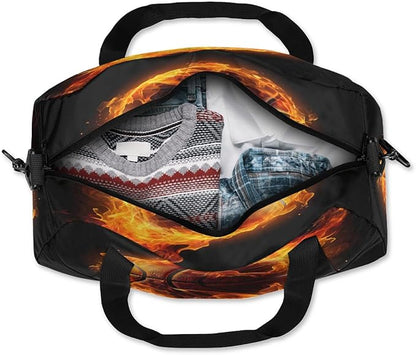 Kids Duffel Bag for Boys Girls Teens, Fire Basketball Waterproof Gym Sports Duffle Bags Dance Travel Overnight Weekender Bag for School Practice