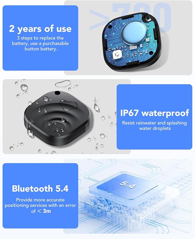 4 Pack Dual System Tracker for iOS and Android Bluetooth Tracker Smart Tags Compatible with Apple Find My (iOS) & Google's Find Hub(Android) for Keys, Luggage, Wallet, Vehicles