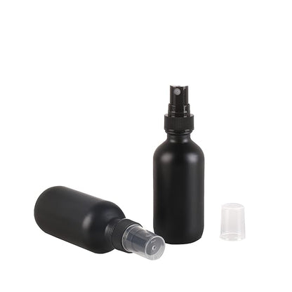 Frosted Black Glass Small Spray Bottle 2 oz 24 Packs,Fine Mist Sprayer Small Clear Bottles,Refillable Containers mini spray bottles for Cleaning Solutions and Skin Care (Frosted Black 24pcs)
