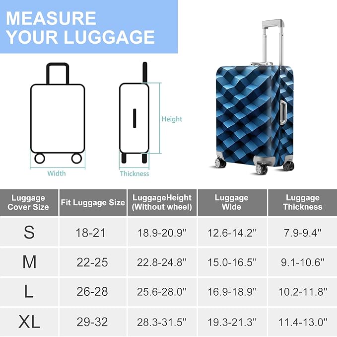 ANNA QUEEN Blue Funny Travel Luggage Cover Suitcase Protector Suitcase Cover Anti-Scratch,Stretchable Fit for 18-32Inch Luggage,Travel Bag Cover Washable M(fits 22-25Inch suitcase)