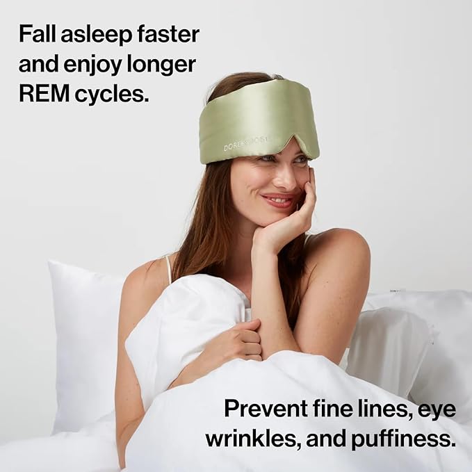 Dore & Rose Deep Sleep Mask Light Blocking, 23 Momme Mulberry Silk Eye Mask, Ultra Soft, Adjustable - Travel Sleeping Mask for Men & Women - Olive