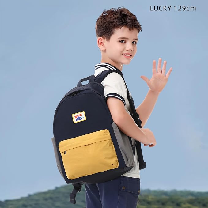 willikiva Kids Backpack for School Boys Girls Teens Toddler Backpack Waterproof Kindergarten Preschool Elementary Bookbag Children Travel Bag(Deep Blue Yellow,Medium)