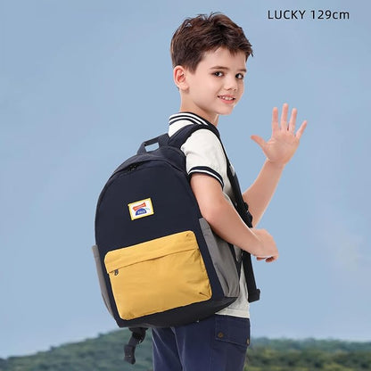 willikiva Kids Backpack for School Boys Girls Teens Toddler Backpack Waterproof Kindergarten Preschool Elementary Bookbag Children Travel Bag(Deep Blue Yellow,Medium)