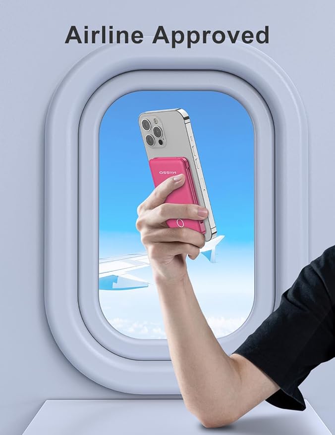 miisso 6000mah Ultra Slim Built in Cables Power Bank, Card Size Built in USB C Cords Battery Pack Portable Charger for Phones, 3 Output External Battery Pack Compatible with iPhone, Plum Red