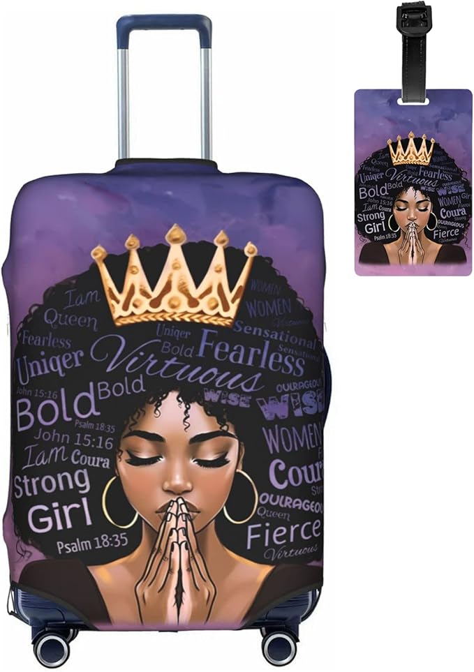 Luggage cover protector luggage cover for Suitcase Washable Suitcase Protector Anti-scratch Suitcase cover Large African American Black Girl