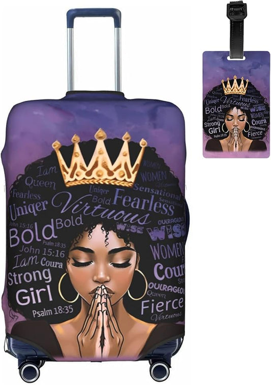 Luggage cover protector luggage cover for Suitcase Washable Suitcase Protector Anti-scratch Suitcase cover Medium African American Black Girl style77