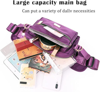 Extra Large Fashion Fanny Pack for Men Women, Waist Bag for Waterproof Hiking Running Biking Gym Outdoor Sports Travel Belt Bag (Purple)