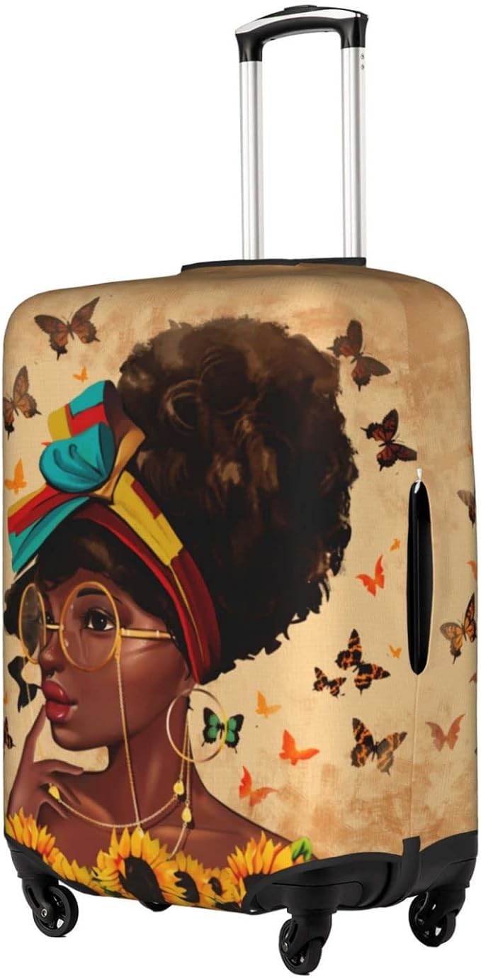 Washable Suitcase Protector - Anti-scratch Luggage Cover for Medium Suitcase - African American Afro Woman