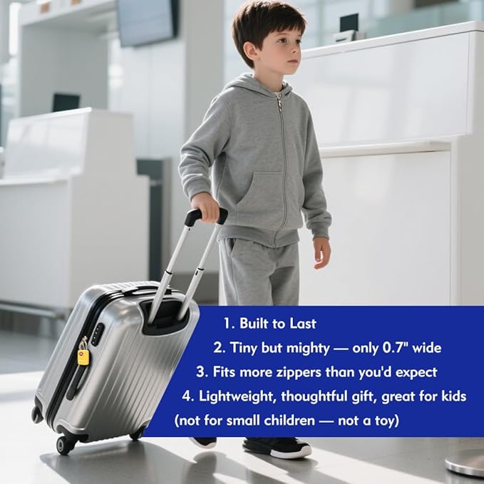 Sure Lock TSA Approved Luggage Locks Mini Size Lock with Keys for Travel, Zinc Alloy Body with Steel Shackle, Key Alike, Key Alike in The Same Package