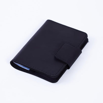 Leather Passport Holder for Travel - Black Passport Cover for Men Compatible with Airtag Passports Wallet with Card Slots & Note Compartment, Magnetic Closure, Genuine Leather, Vintage Black