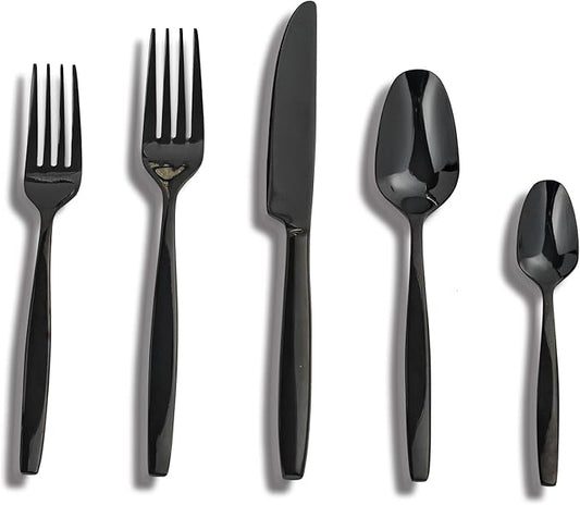 Black 20-Piece Silverware Set,Stainless Steel Flatware Utensils Cutlery Set for 4,Including Steak Knife Fork and Spoon,Dishwasher Safe,Modern Tableware for Home & Dining