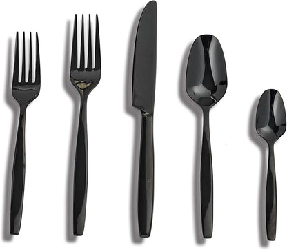 Black 40-Piece Silverware Set,Stainless Steel Flatware Utensils Cutlery Set for 8,Including Steak Knife Fork and Spoon,Dishwasher Safe,Modern Tableware for Home & Dining