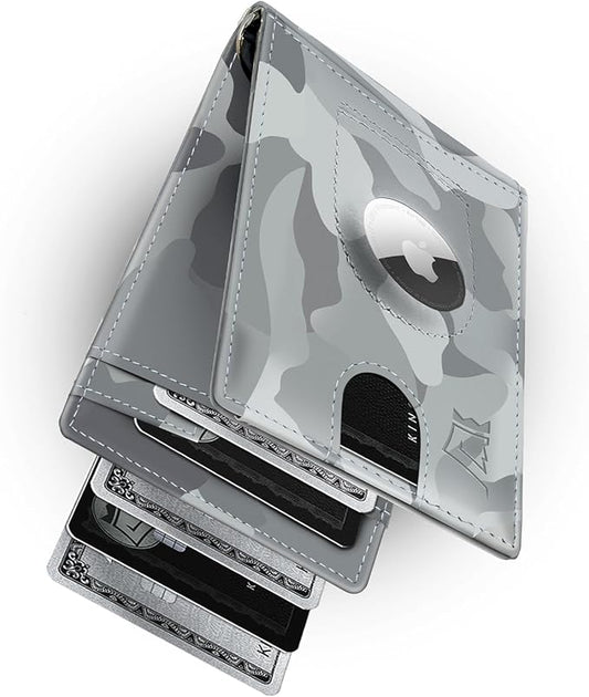 Kings Loot Trackable Airtag Wallet for Men | RFID Blocking Leather Design with Airtag Holder, Money Clip & Pull Tab | Minimalist Air Tag Wallets