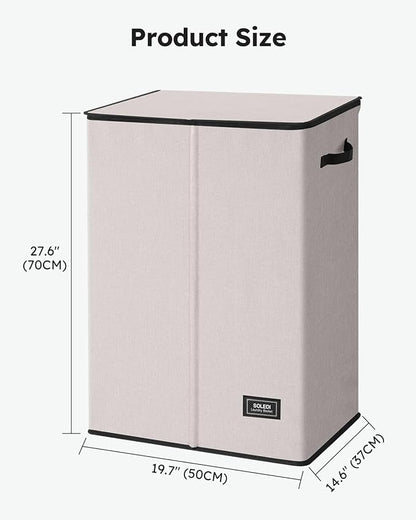 SOLEDI Laundry Hamper with Lid 130L Large & Tall Collapsible Laundry Basket, Clothes Hamper with Bag Removable Easy to Carry, Dirty Hampers for Bedroom, Bathroom, Dorm, College, Light taupe