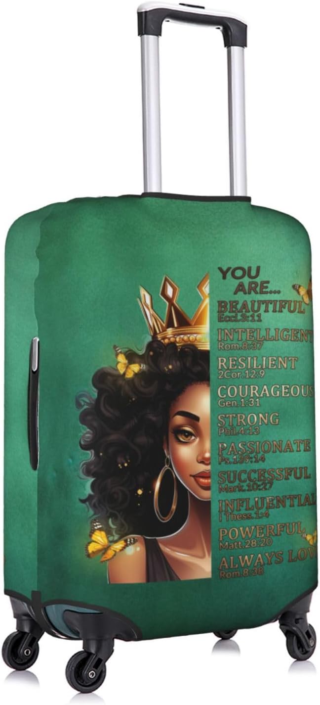 Luggage Cover Protector, Anti-scratch Suitcase Cover, Large, African American Woman, Black, Water Repellent, Easy Access Zippers