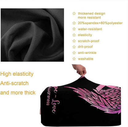Travel Suitcase Protector Breast Cancer Pink Ribbon Elastic Protective Washable Luggage Cover With Concealed Zipper Suitable For 18-32 Inch(XL (for 29--32 inch luggage))