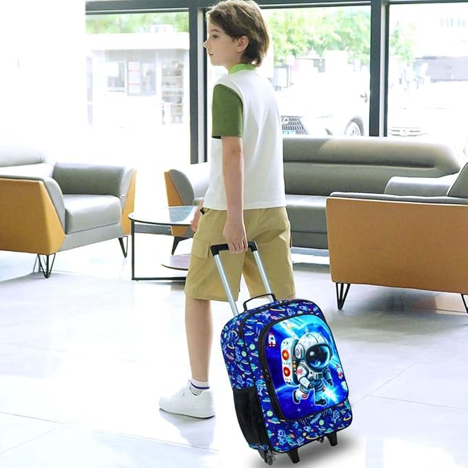 UFNDC Kids Suitcase for Boys, Astronauts Rolling Luggage with Wheels，Travel Carry on for Children Toddler Elementary