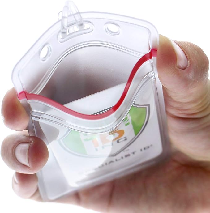 Bulk 100 Pack - RESEALABLE Clear Plastic Luggage Identification Tags with Loops Included - Business Card or Photo Insert Bag Tags - Great for Travel and Student ID’s by Specialist ID