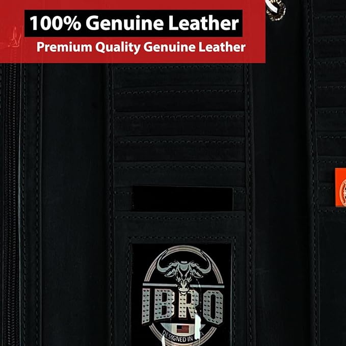 IBRO VINTAGE Motorcycle Chain Wallet for Men – Premium Cowhide Leather, RFID Tri-Fold Biker Wallet with Heavy Duty Chain for Bikers Truckers & Hunters, Credit Card Money Organizer Long Wallet