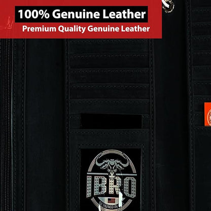 IBRO VINTAGE Motorcycle Chain Wallet for Men – Premium Cowhide Leather, RFID Tri-Fold Biker Wallet with Heavy Duty Chain for Bikers Truckers & Hunters, Credit Card Money Organizer Long Wallet