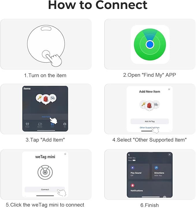 Air Tracker Tags- 4 Pack, New Bluetooth Tracker Works with Apple Find My APP (iOS Only), 92 dB Sound, Replaceable Battery, Smart Tag Keys Finder and Item Locator for Keys, Bags, Luggage, Wallet, etc