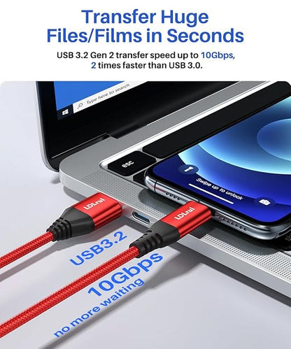 LDLrui 10Gbps Android Auto USB C Data Cable [3ft, 3Pack], 3.1A USB C 3.1 Gen2 Cable Data Transfer, Type C CarPlay Fast Charging for iPhone 16 15 Pro/Pro Max/Plus, Samsung T7, Galaxy S23 S22 Ultra, SSD