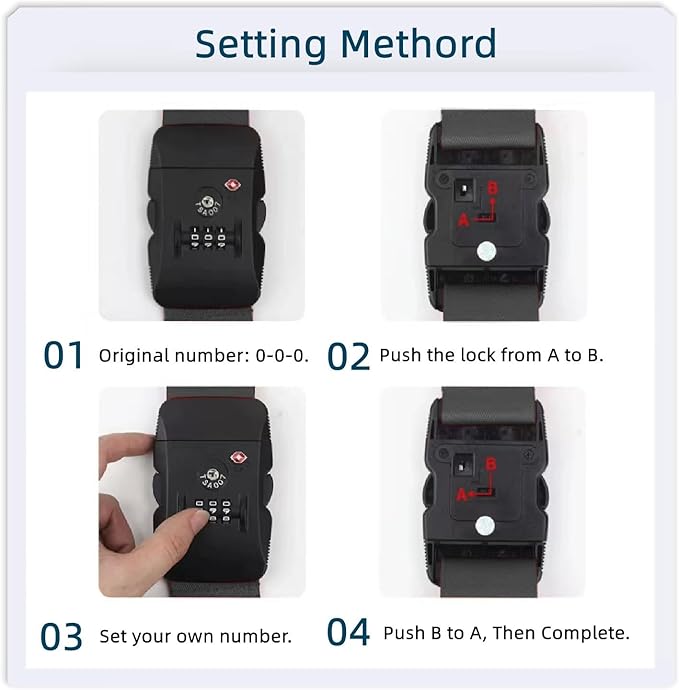 Travel Luggage Strap Adjustable Suitcase Packing Belt with TSA Combination Lock