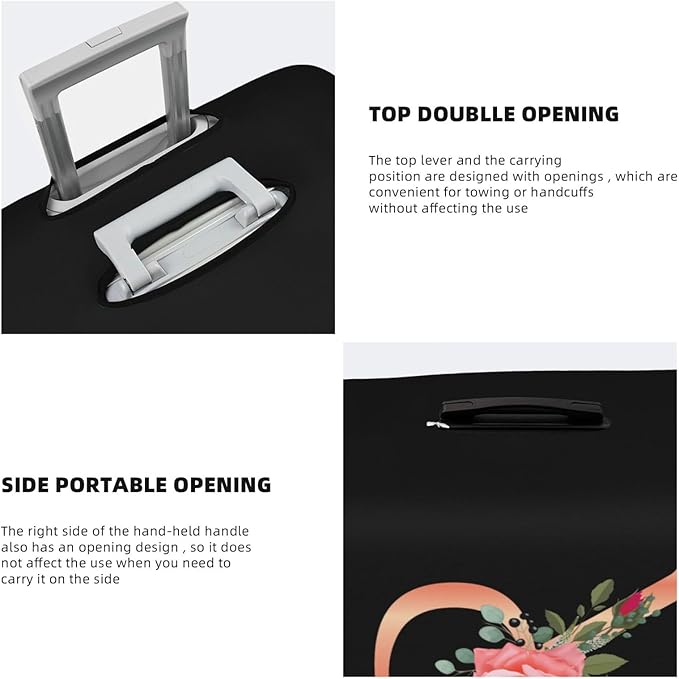 Floral Letter R Travel Luggage Cover Spandex Suitcase Protector Elastic Washable Stretch Suitcase Cover,Size XL(Fit 29-32inch Suitcase)