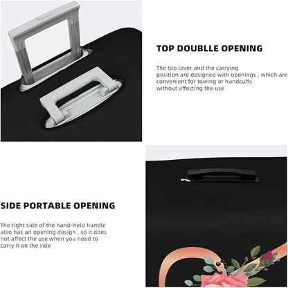 Floral Letter R Travel Luggage Cover Spandex Suitcase Protector Elastic Washable Stretch Suitcase Cover,Size M(Fit 22-24inch Suitcase)