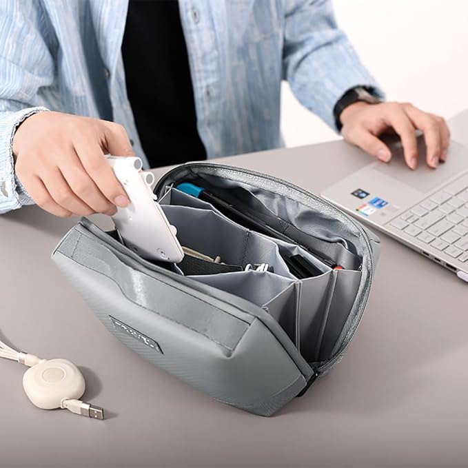 Electronic Organizer Accessory Cable Organiser Bag Water-Resistant Travel Essentials Tech Pouch for Charger, Cables, Hard Drive, Power Bank, Memory Card (Black)