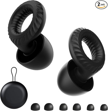 Ear Plugs for Sleeping,30db Noise Cancelling Earbuds with 8 Eartips and Carry Case,Reusable earplugs for Sleep,Focus,Snoring,Shooting,Motorcycle,Airplanes,Musicians. (Black, L-M-S-XS)