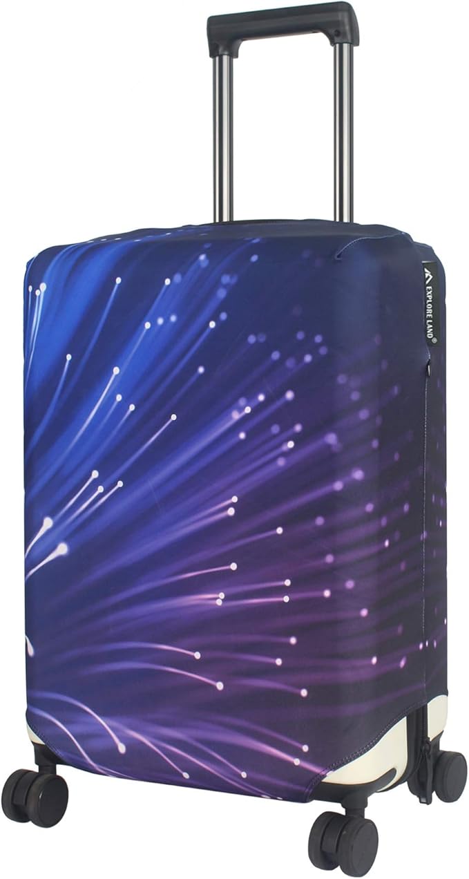 Explore Land Travel Luggage Cover Suitcase Protector Fits 18-22 Inch Case (Fireworks, S)