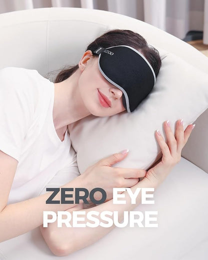 MZOO Luxury Sleep Mask for Back, Side Sleeper, Complete Light Blocking Sleeping Eye Mask Night Blindfold, 3D Zero Pressure & Spacious for Lash Extensions, Breathable Soft Eye Cover Flight Nap Travel