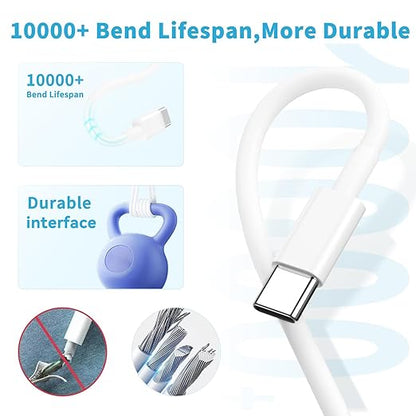 iPhone 16 15 Charger Fast Charging, 2Pack 20W Apple USB C Fast Charger Wall Adapter Blocks & 2Pack Fast Charging Cable Cord for iPhone 16 Pro Max/16e/15 Pro/15 Plus,iPad Air/Pro,AirPods